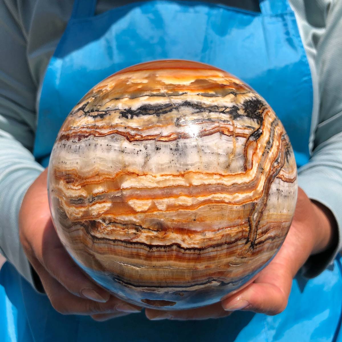 7.12LB Rare Natural Striped Agate Ball Quartz Crystal Sphere Aura Healing 4824