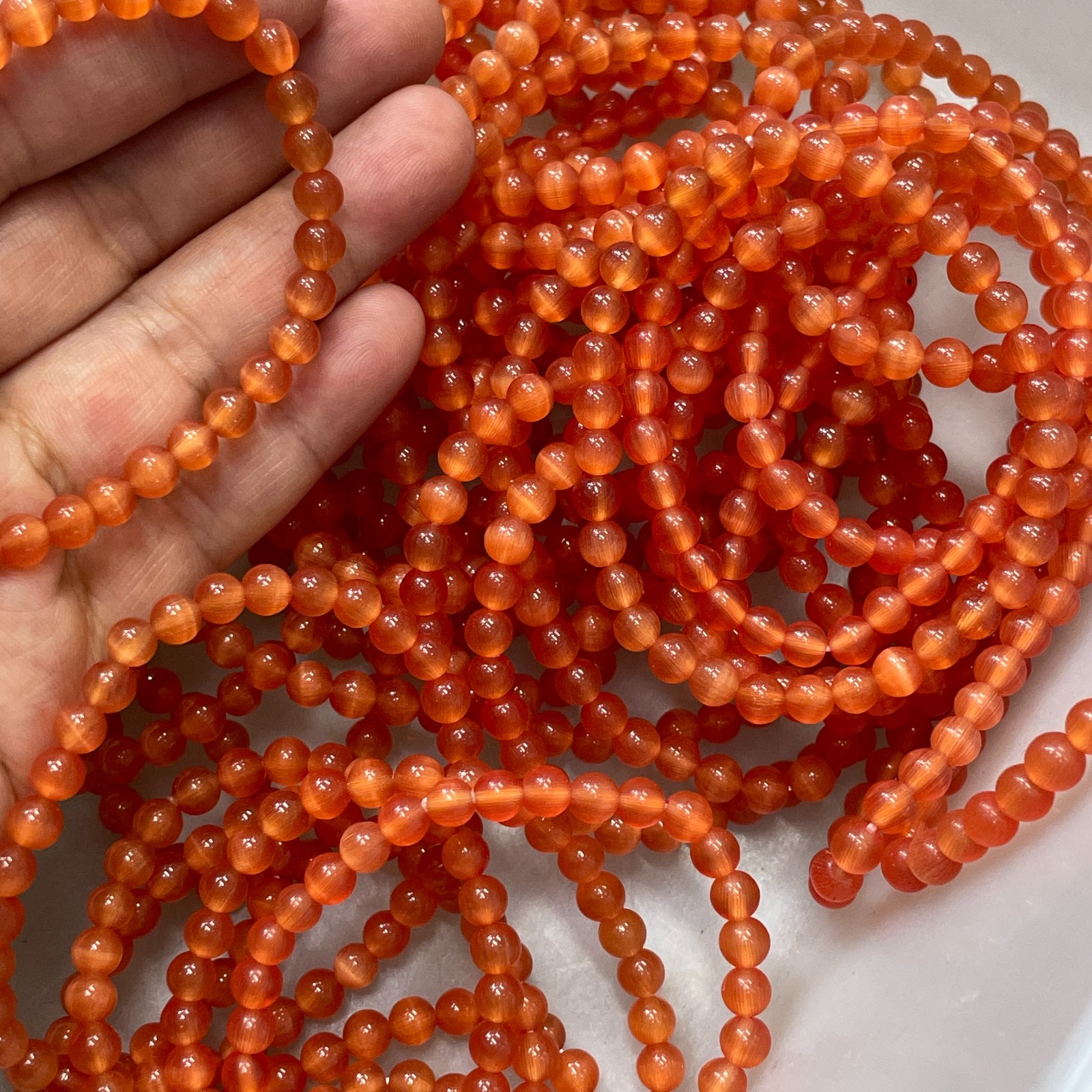 10pcs Glass Cat Eye Beads Round Beads 6mm Bracelet decor 7.5″
