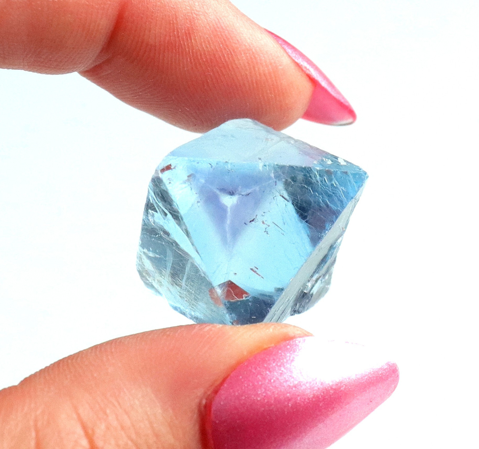 Fluorite Octahedron Gemmy Sky Blue Color Cave In Rock, Illinois 2.9 Cms