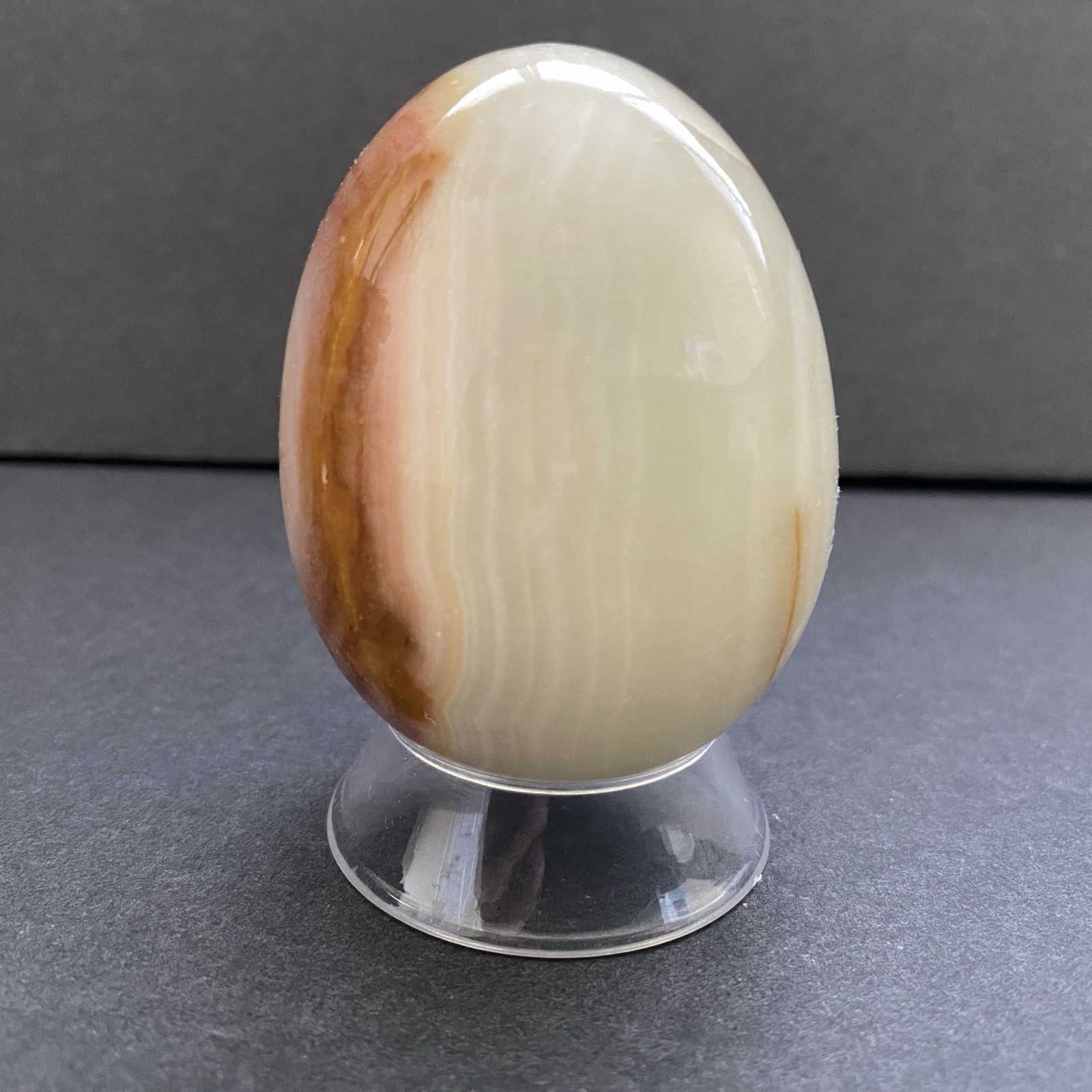 Natural Onyx Stone Egg With Stand Hand Polished Banded Agate Calcite Crystal