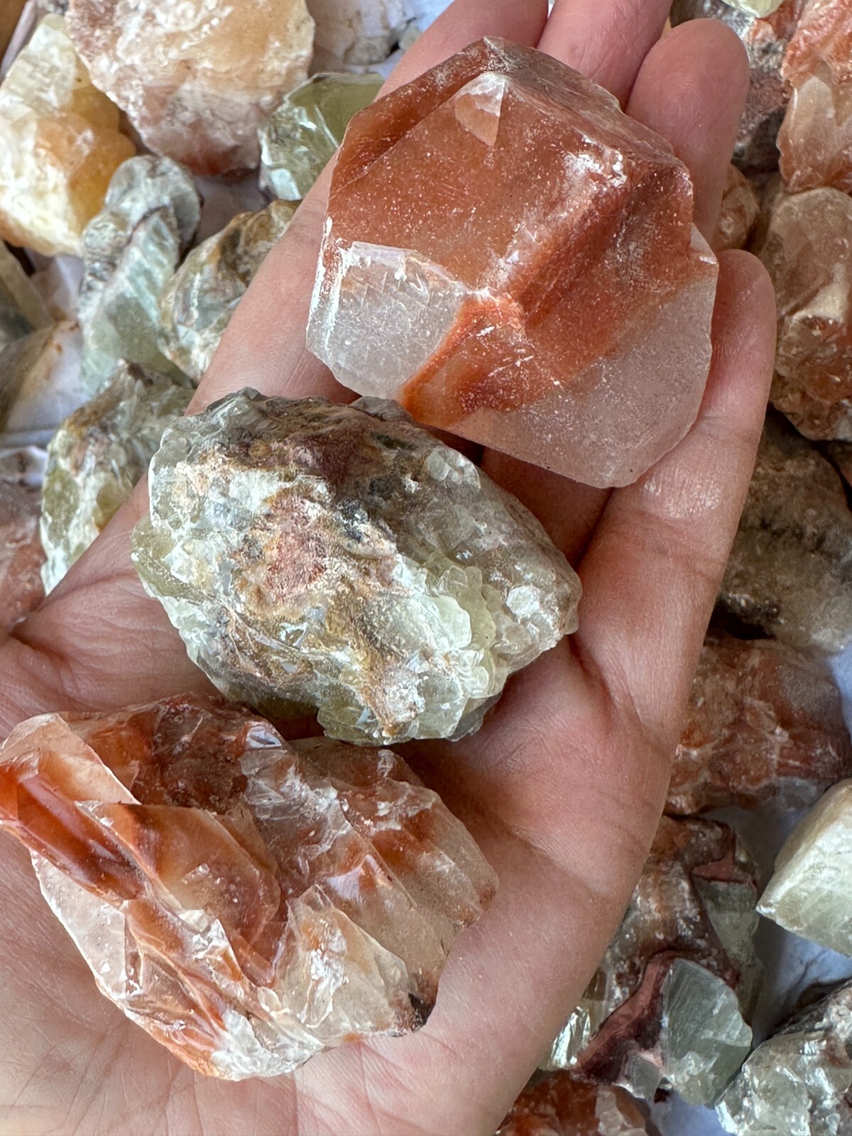 Grade A++ Red/Brown Calcite Rough Natural Stones, 1.5-2.5″ Raw Calcite Red/Brown
