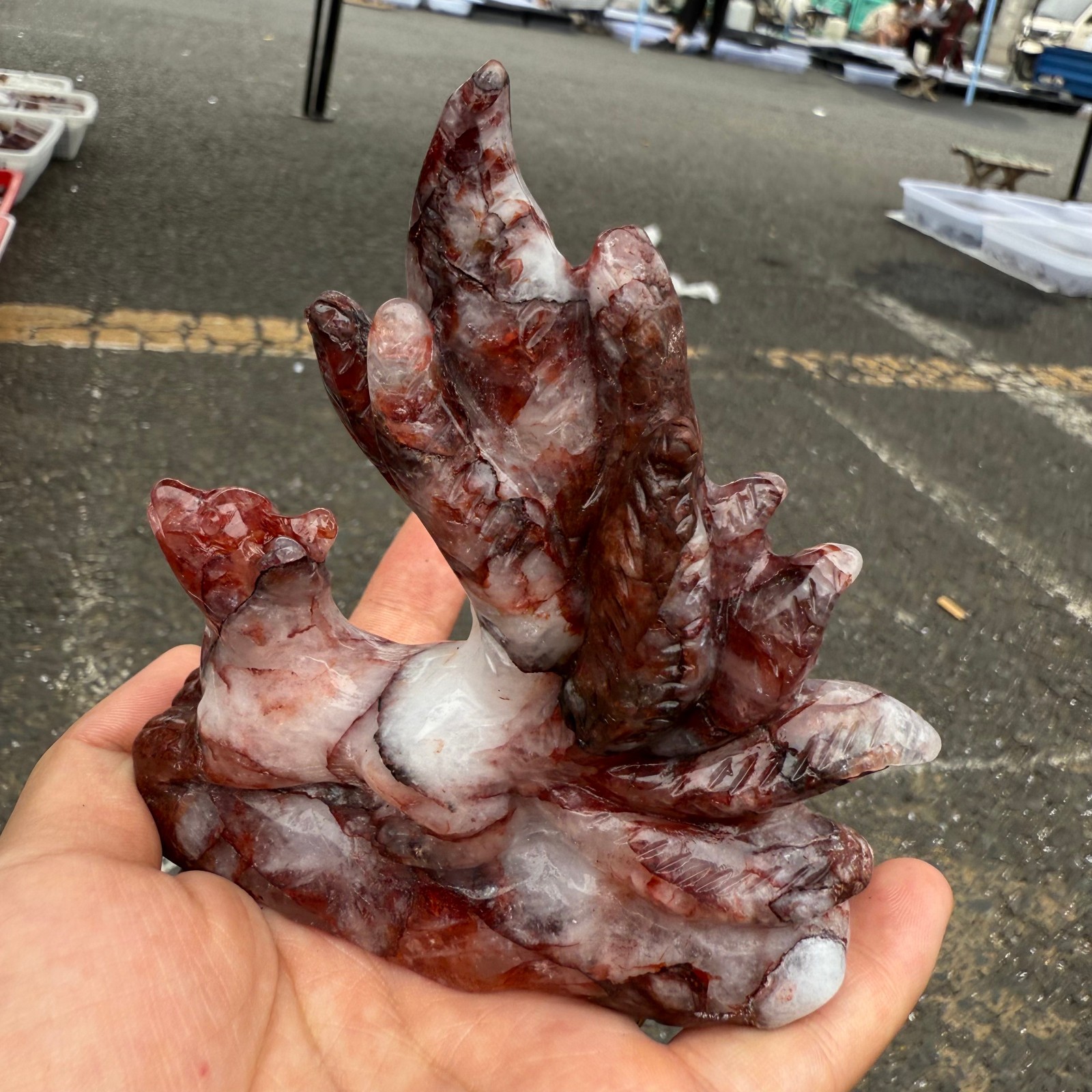 natural red gum flower Nine-tailed fox Quartz Crystal reiki healing random 1pc