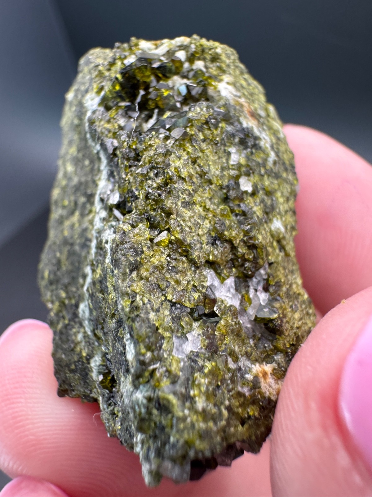 6829 Sparkly Green Epidote with Clear Quartz Calumet Iron Mine, Colorado 32g