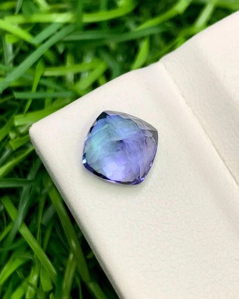 10 Ct + Extremely Rare Natural Blue Tanzanite Cushion Certified Loose Gemstone