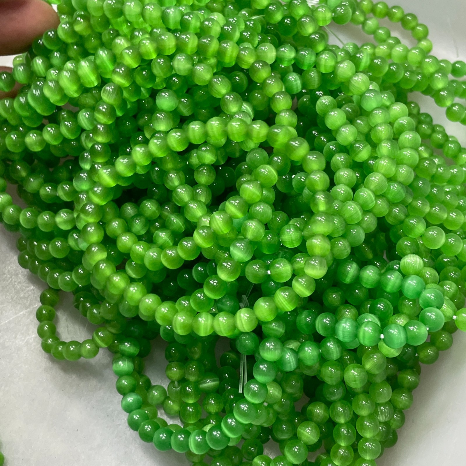 10pcs Glass Cat Eye Beads Round Beads 6mm Bracelet decor 7.5″