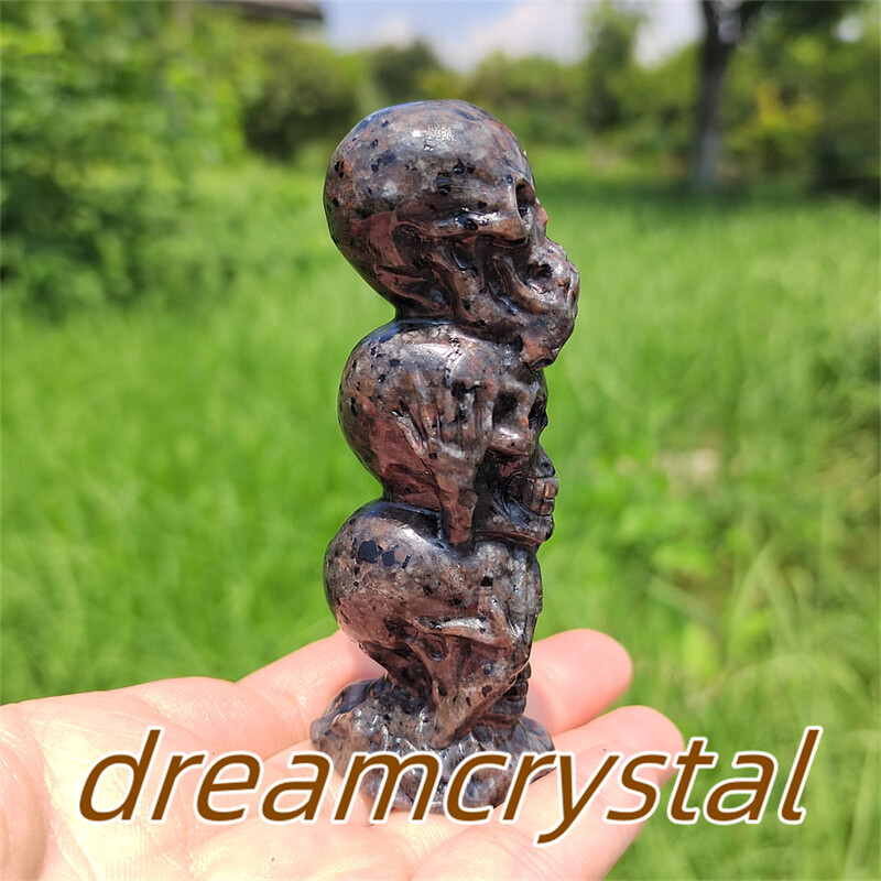 3″+ Natural Yooperlite Skull Hand Carved Quartz Crystal Skull Reiki Healing 1pc