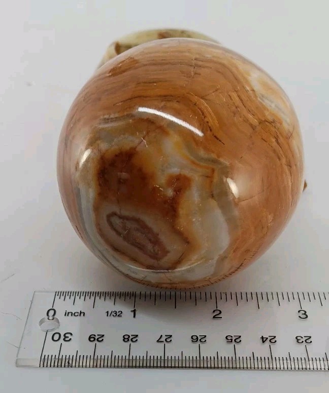 Green Banded Onyx Sphere With Matching Carved Frog Stand From Pakistan