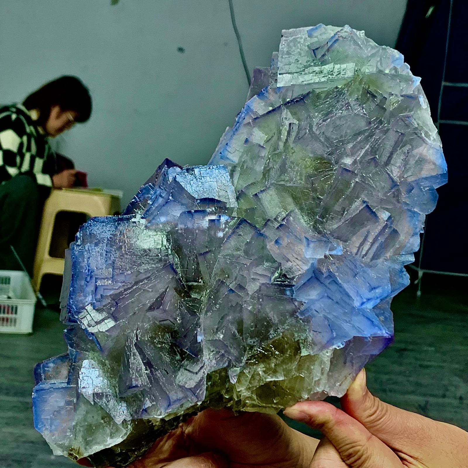 9.57LB Natural purple QR code fluorite cubic crystal mineral specimen