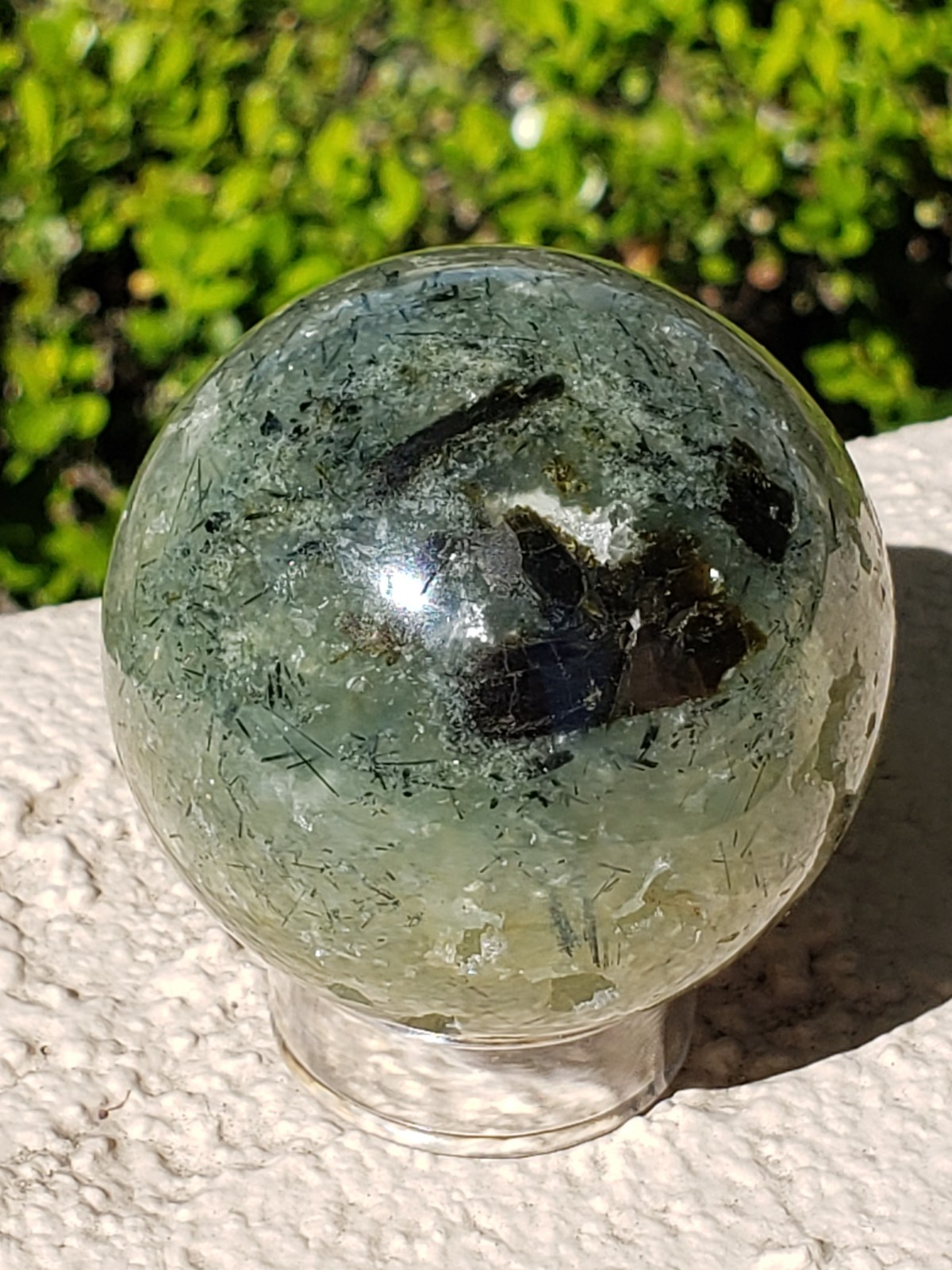2.1″ Prehnite Epidote Green Tourmaline Crystal Sphere Orb Ball, 236g or 8.3 oz
