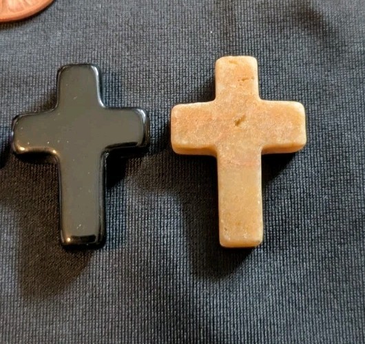 1″ Mini Crystal Crosses Natural Quartz Cross Shaped Worry Stones Charms – #4