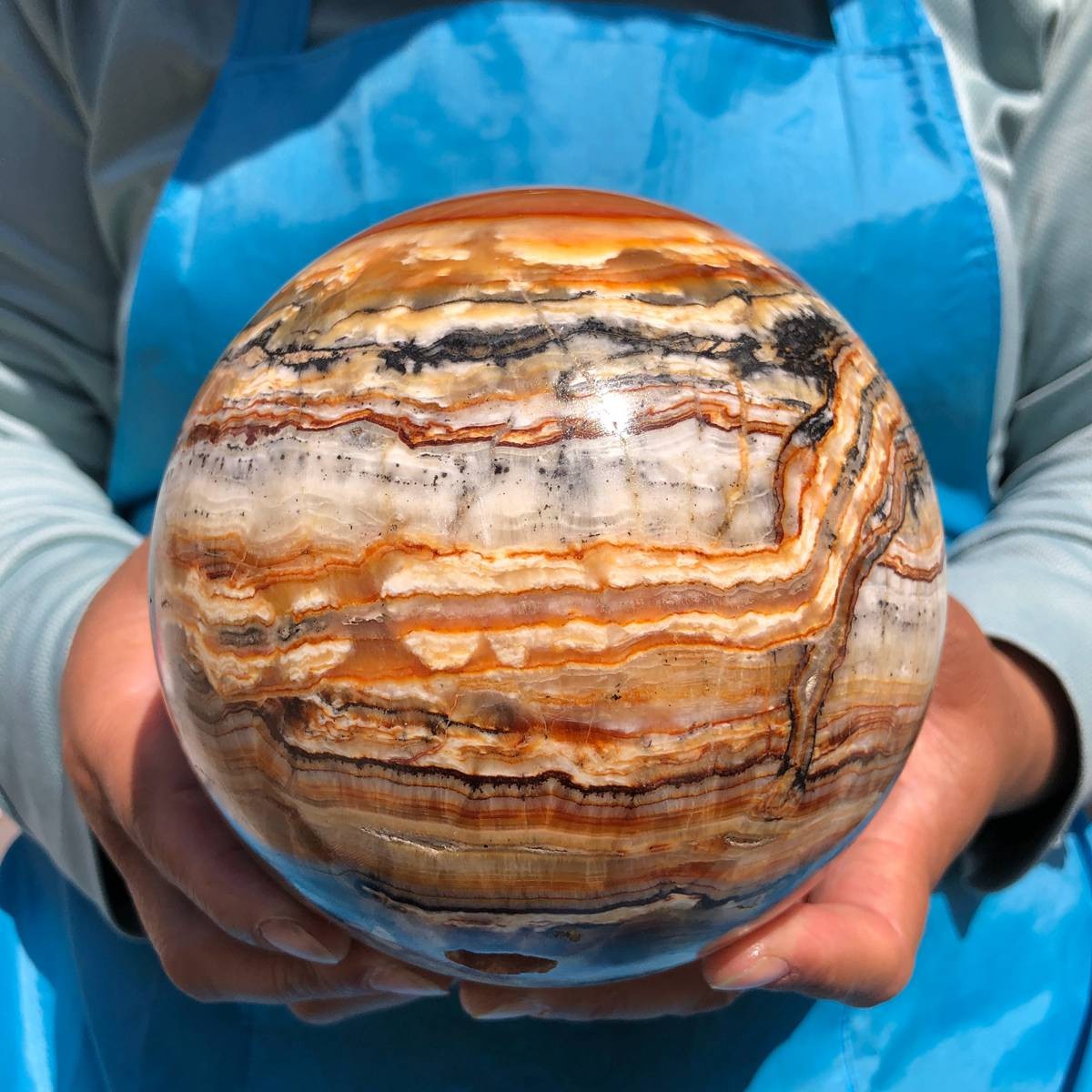 7.12LB Rare Natural Striped Agate Ball Quartz Crystal Sphere Aura Healing 4824