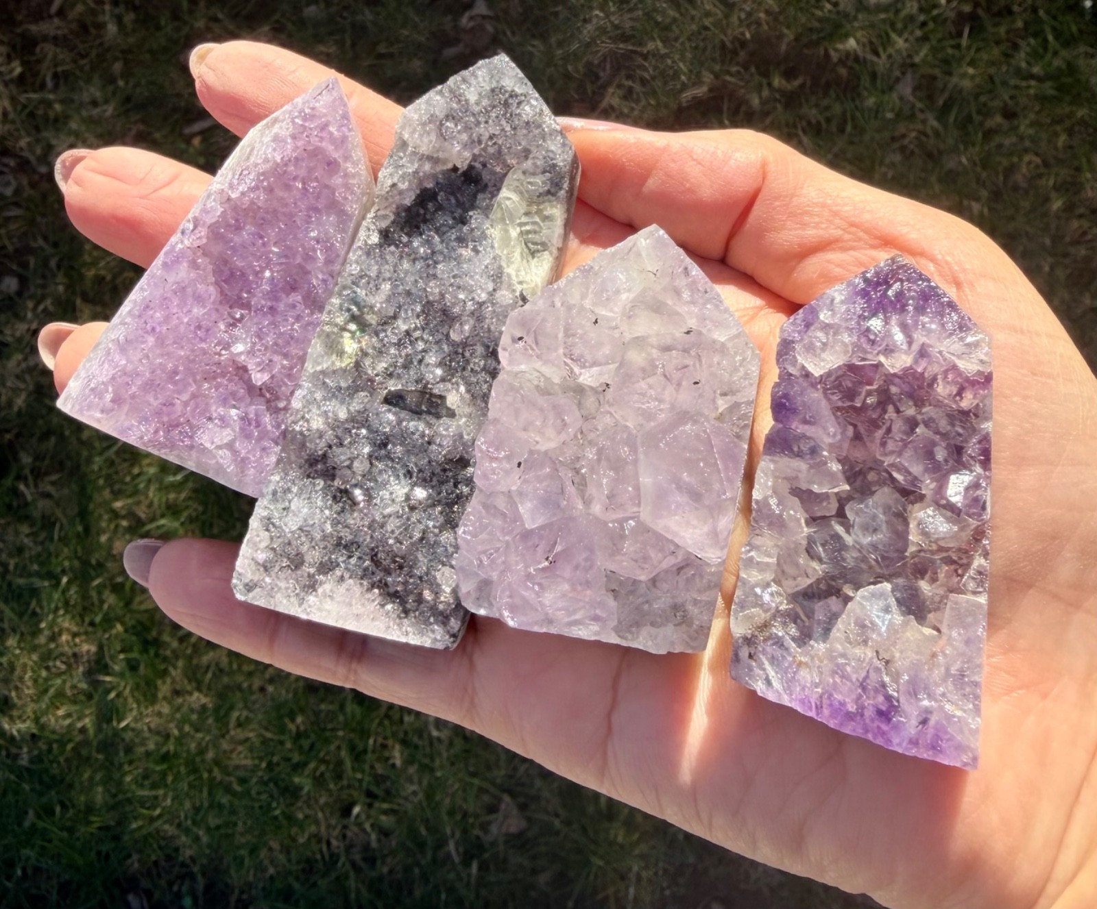 Wholesale Lot 1 Lb Natural Amethyst Cluster Obelisk Tower Point Crystal Healing