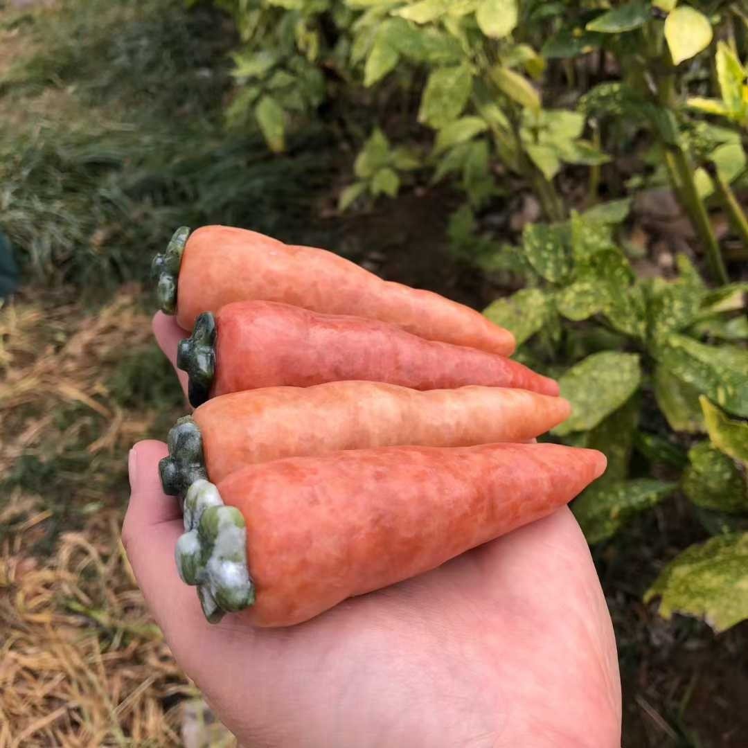 1pc Natural sunstone quartz Carved carrot skull Healing Stone Decor gift