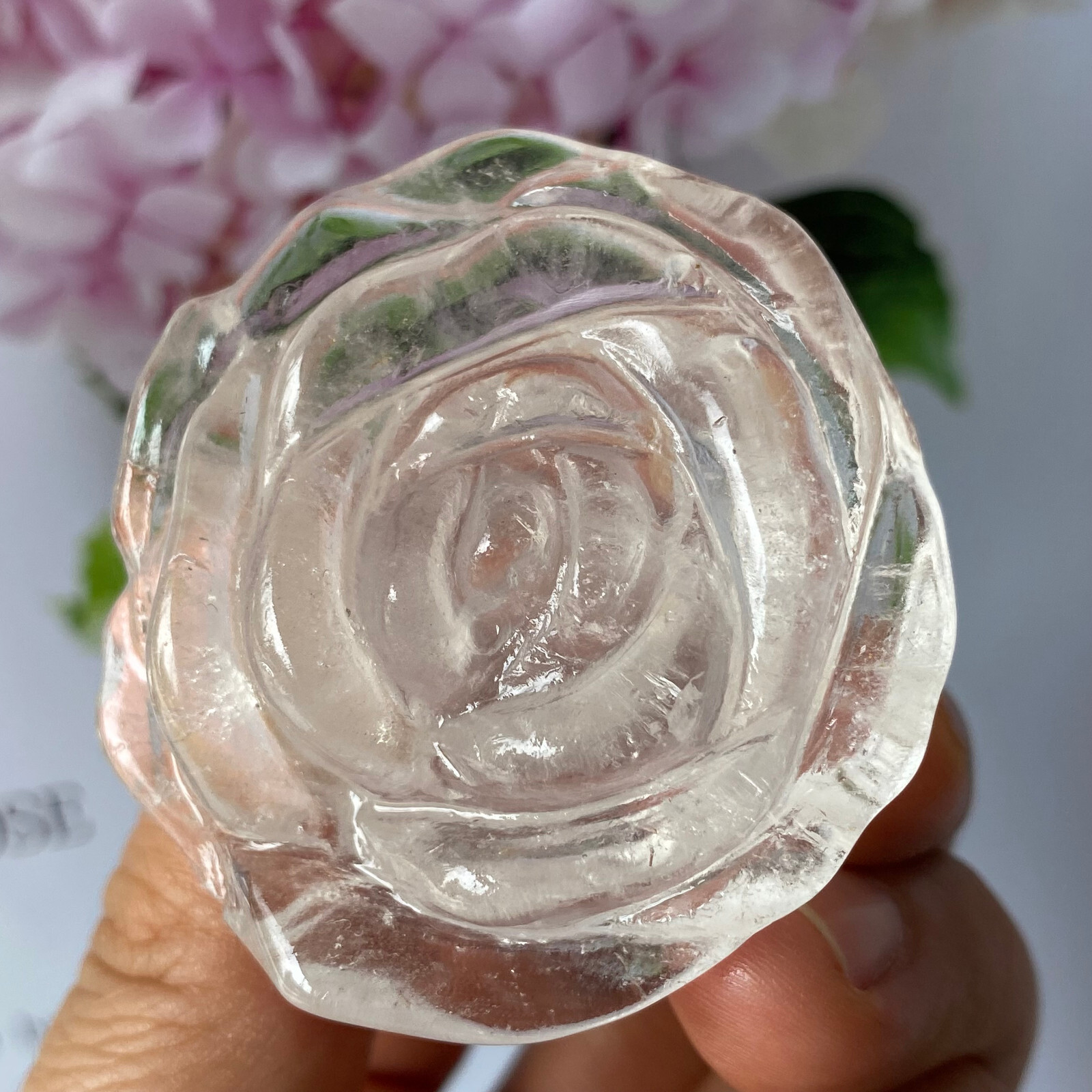 Natural clear quartz roses flowers skull hand carved reiki Healing 1pc