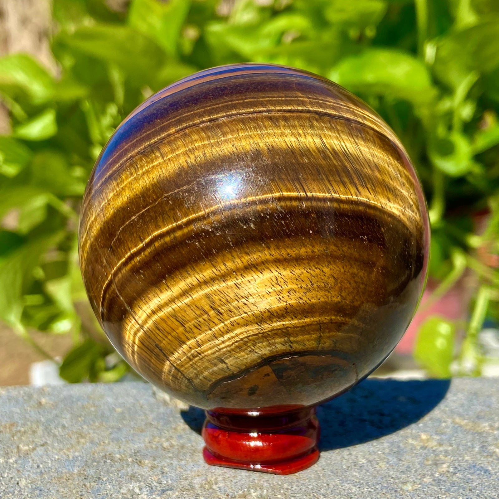 1.2LB Large Natural Tiger Eye Stone Crystal Ball Quartz Healing Sphere Décor