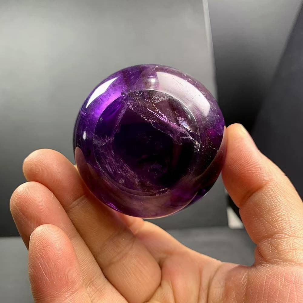 130g Natural Amethyst Quartz Carved Bowl Crystal Mineral reiki Decor