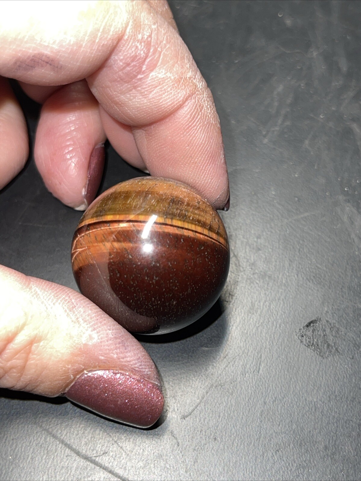 Red Tiger’s Eye Crystal Sphere Orb Ball Marble 27.1mm