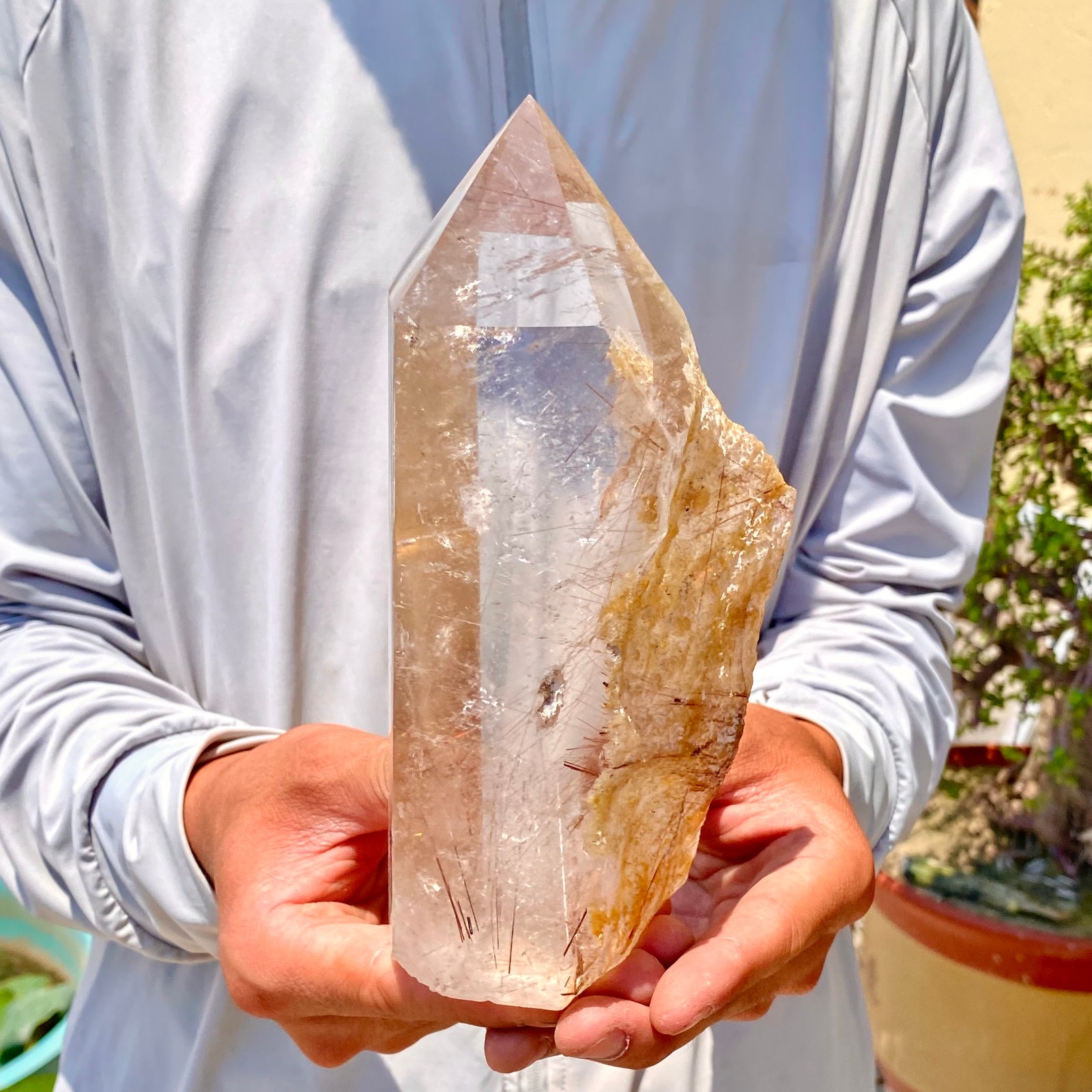 Natural Copper Rutilated Quartz Obelisk Tower Crystal Point Reiki Healing Home