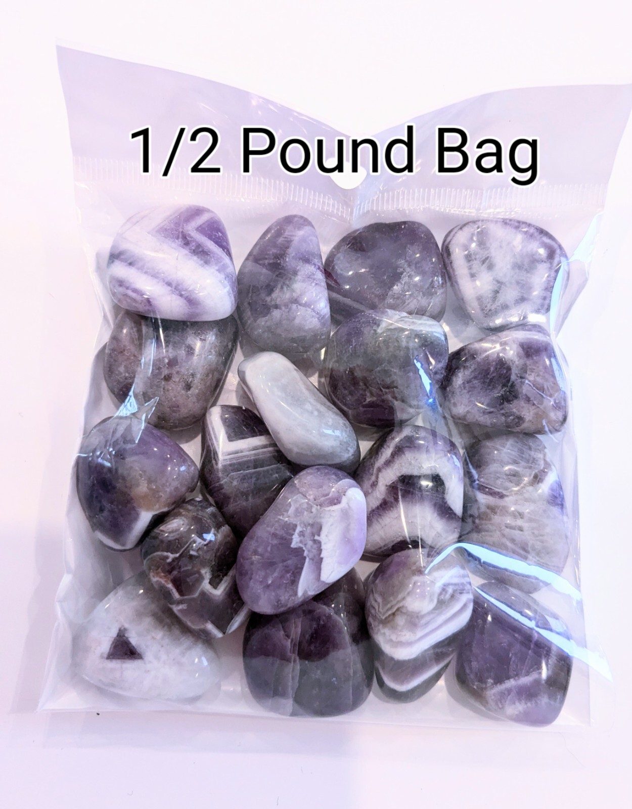 1/2 LB. Tumbled Chevron Amethyst Gemstone .5″- 1″ in Size & 17-20 Stones p/bag