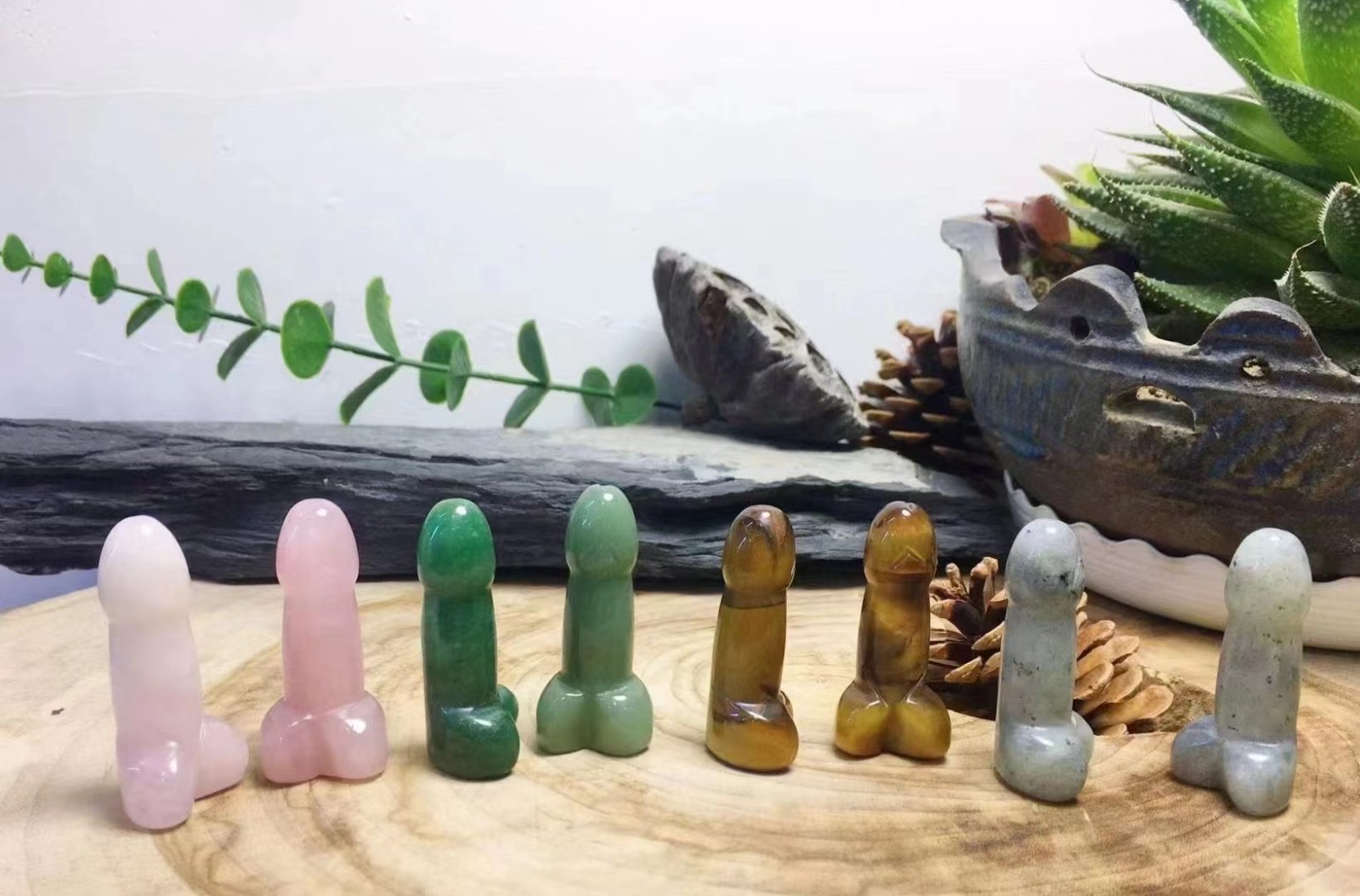 10pcs Natural Mix Mini quartz Crystal Male Penis Crystal Skull Massager wand