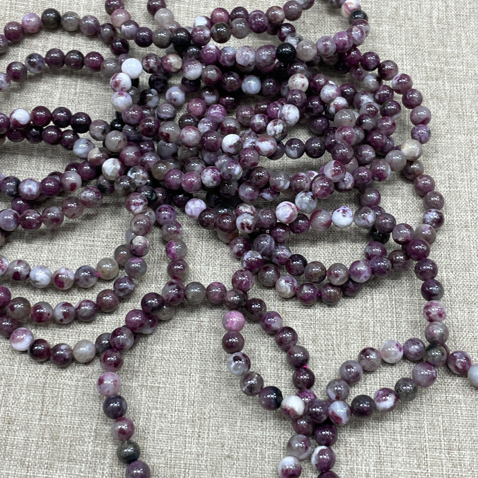 A Wholesale 1 Pcs plum blossom tourmaline stone ball beads 6mm Stretch Bracelet