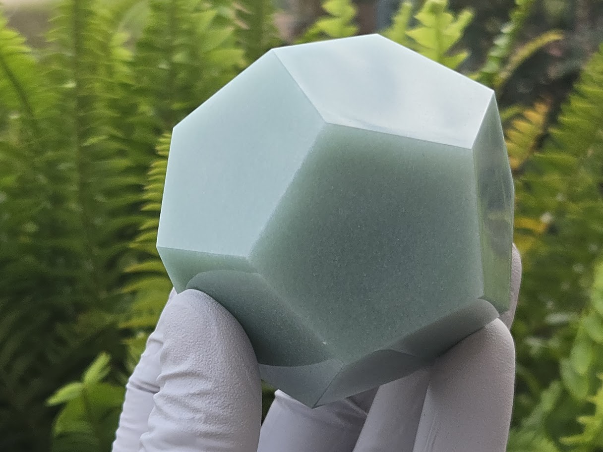 Green Aventurine Carved Geometric Dodecahedron, Large (60 to 70mm) Decorative