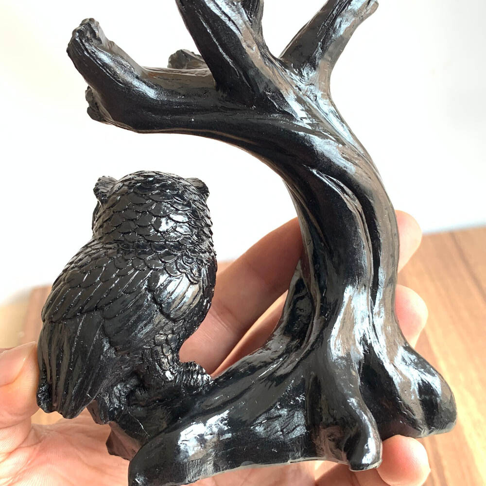 Owl Resin Sphere Holder Stand Base Natural Crystal Ball Hand Decoration Gift USA