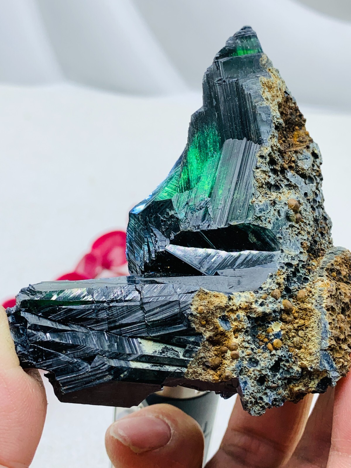 759ct85mm TOP EXCELLENT BLUE GREEN VIVIANITE CRYSTALS Specimen FROM Brazil GEM