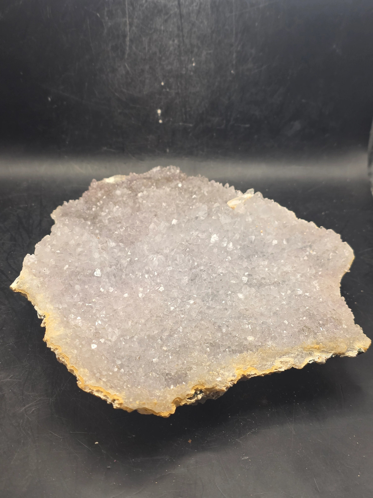 Amethyst flower formation plate! 1.8 pounds, 7.1 inches tall, 6.1″ wide