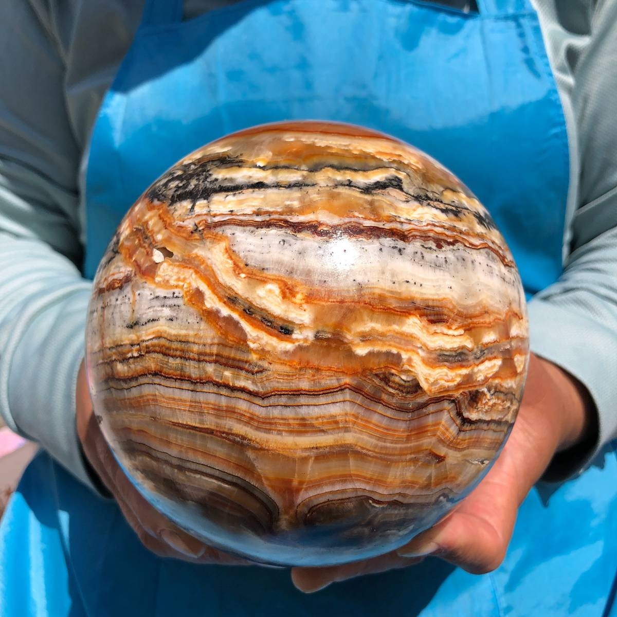 7.12LB Rare Natural Striped Agate Ball Quartz Crystal Sphere Aura Healing 4824