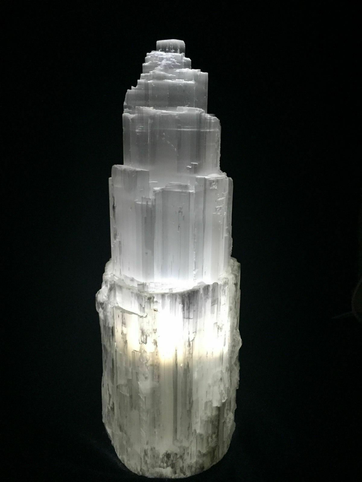 15 16 ” Extra Large Selenite Tower Lamp White Natural Crystal Light LED Cord XL