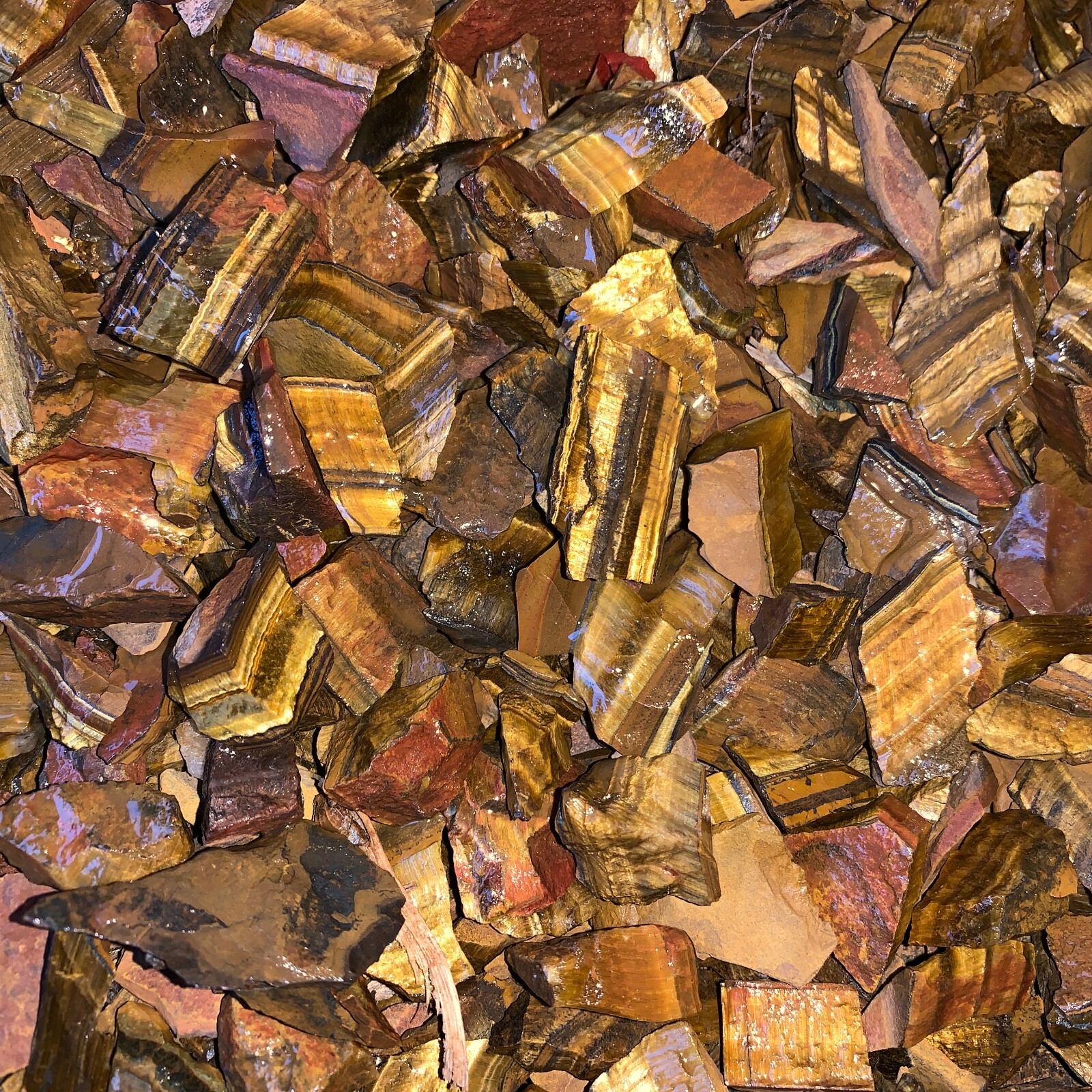 (SMALL) GOLD Tiger Eye Rough – 3000 Carat Lots + a FREE Faceted Gemstone