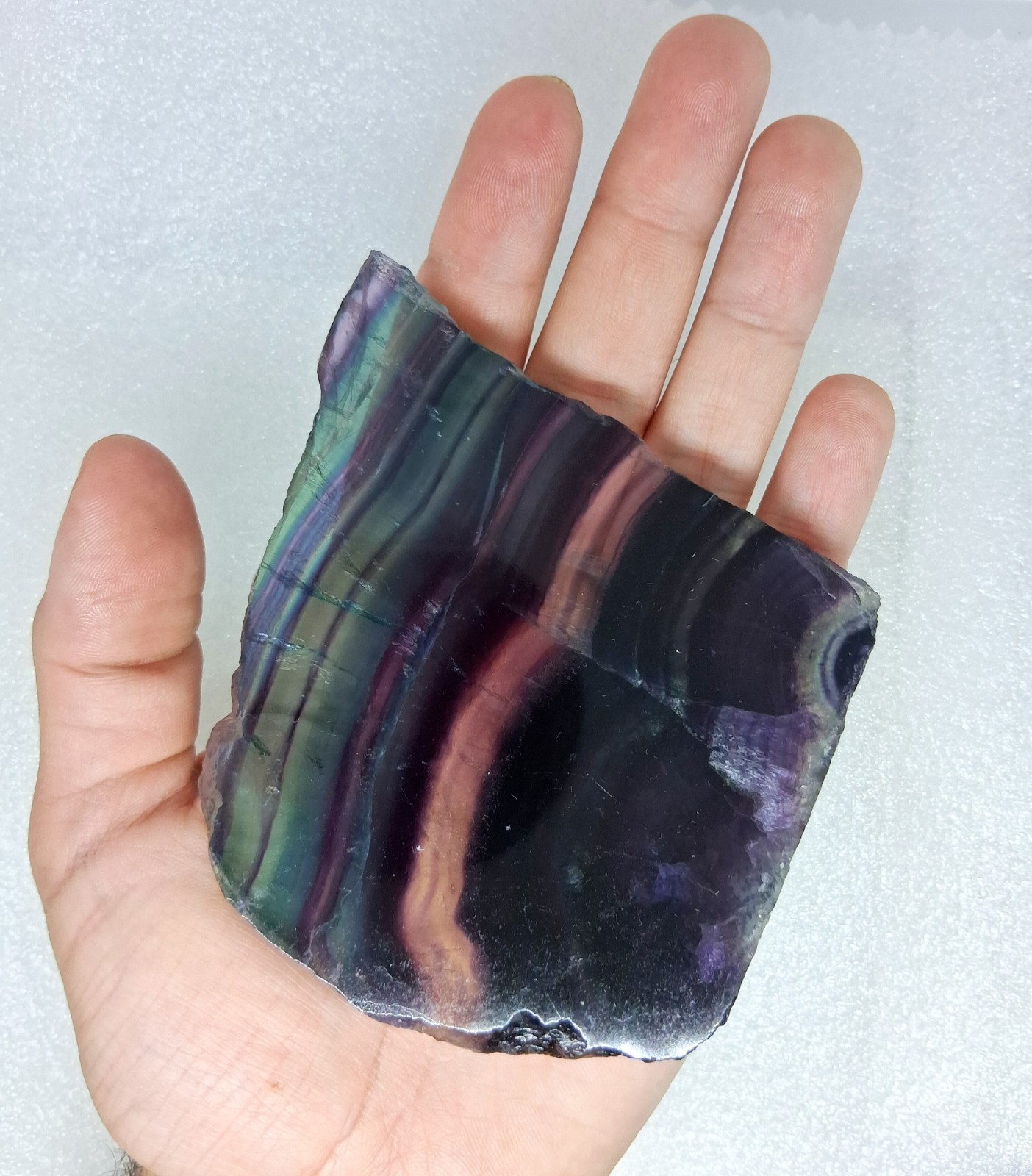 Large Purple Fluorite Crystal Slab Natural Polished Rainbow Fluorite Stone Slab