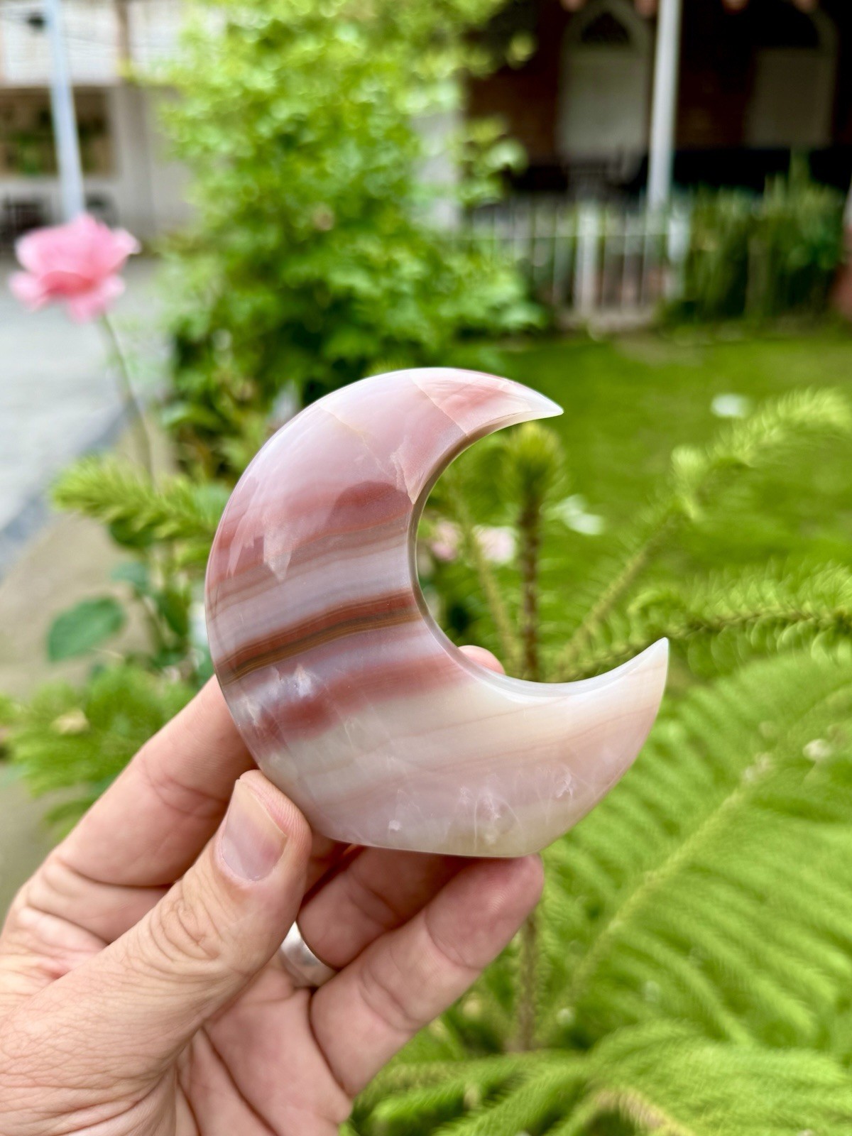 Pink Banded onyx Moon