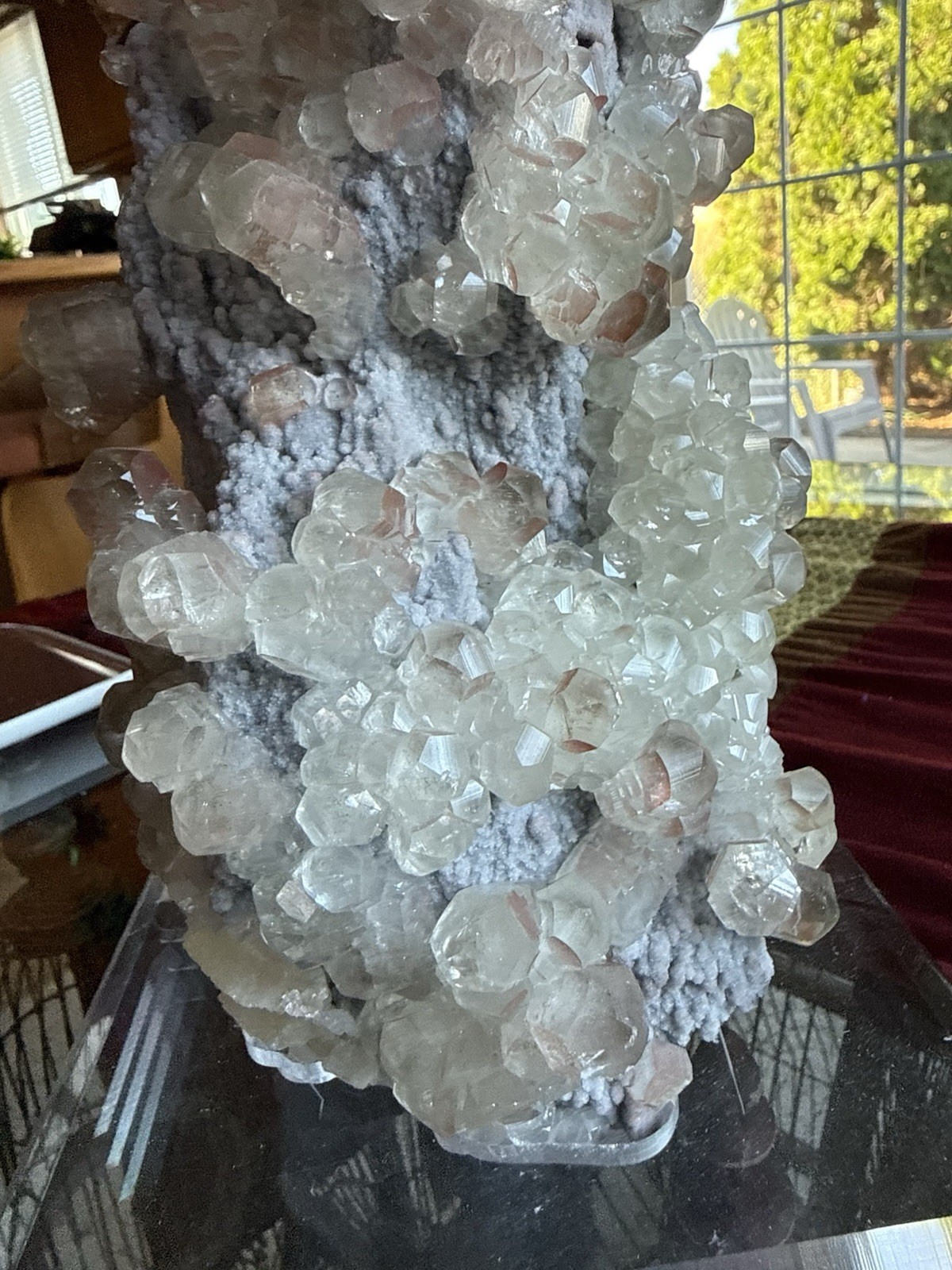 Stunning Collectors Red Benz Calcite Crystal Specimen w/Acrylic Stand 4.8lb