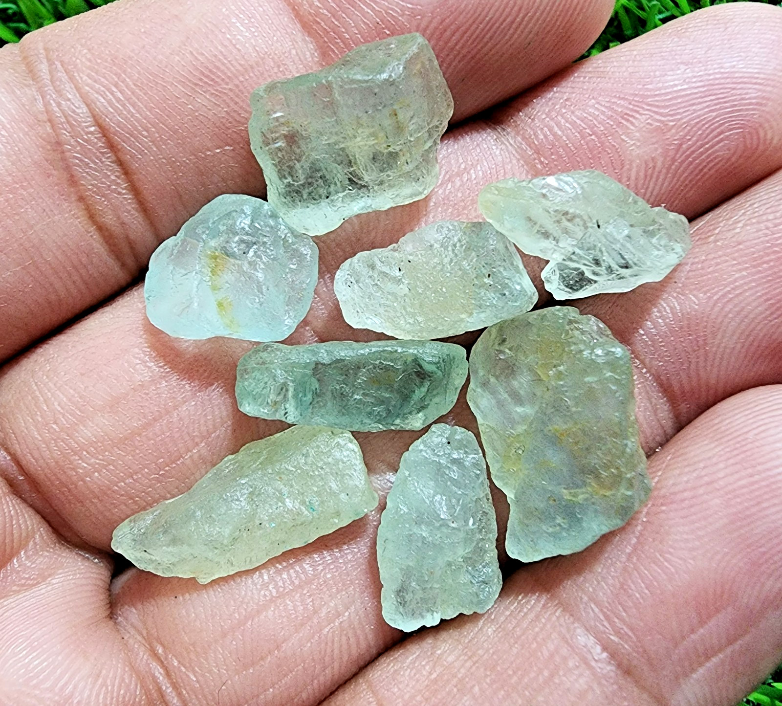 8 Pcs Huge Aquamarine Gemstone Rough Lot 12-18mm Loose Stones Healing Crystal