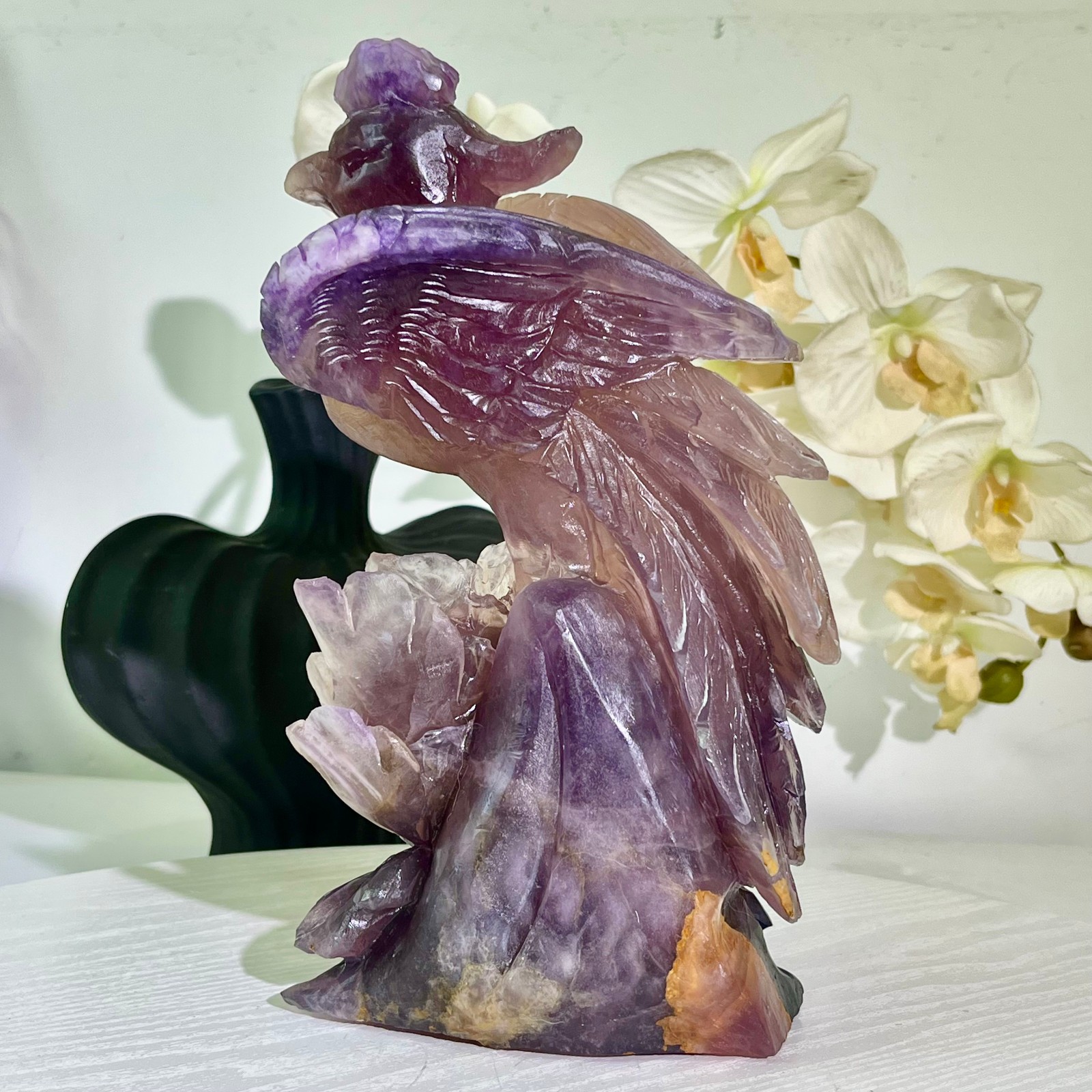 6.43LB Natural fluorite quartz products, hand carved and polished spiritual orn