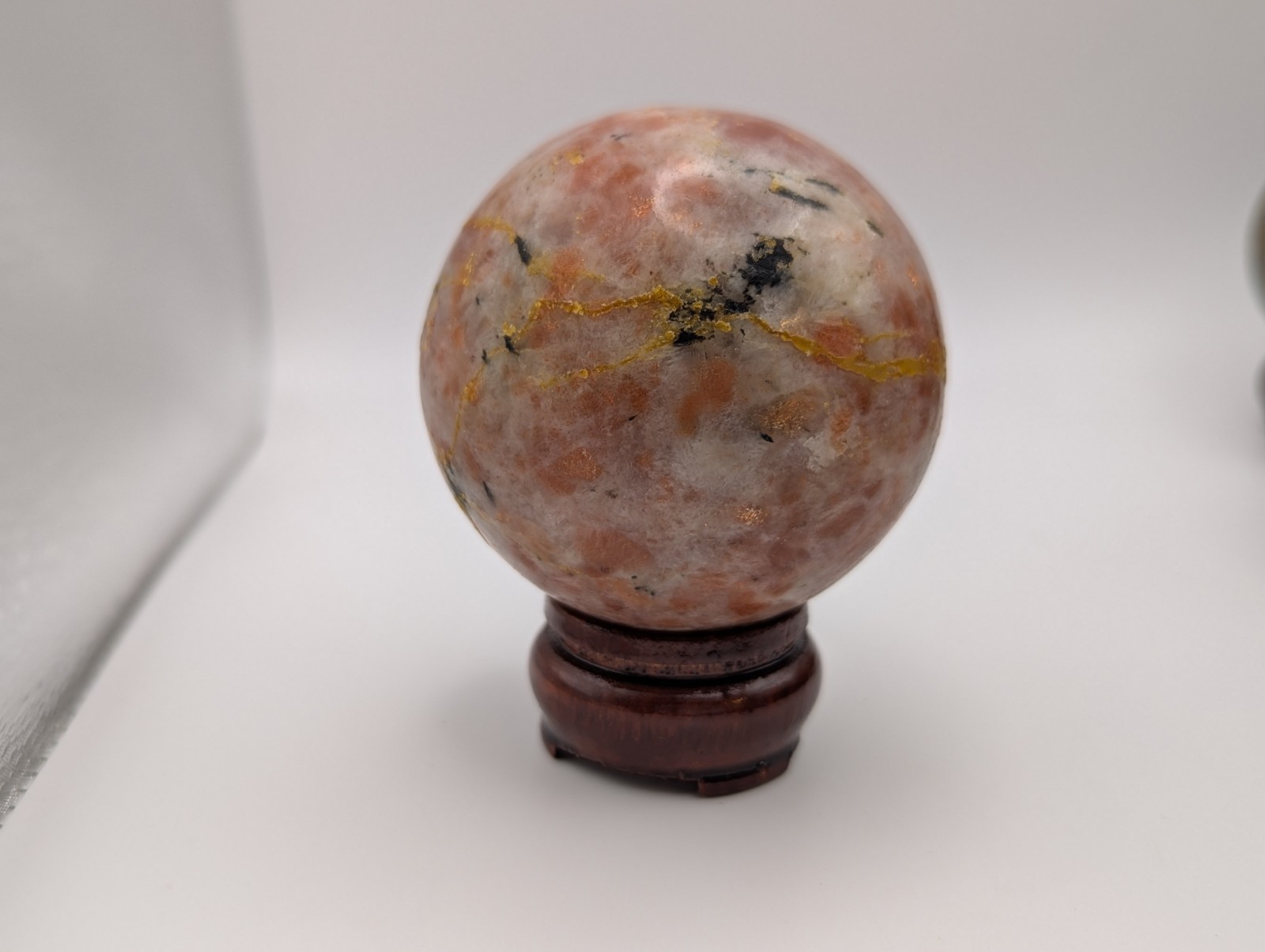 66 mm Sunstone Gemstone Large Crystal Sphere & Stand (India) US Seller