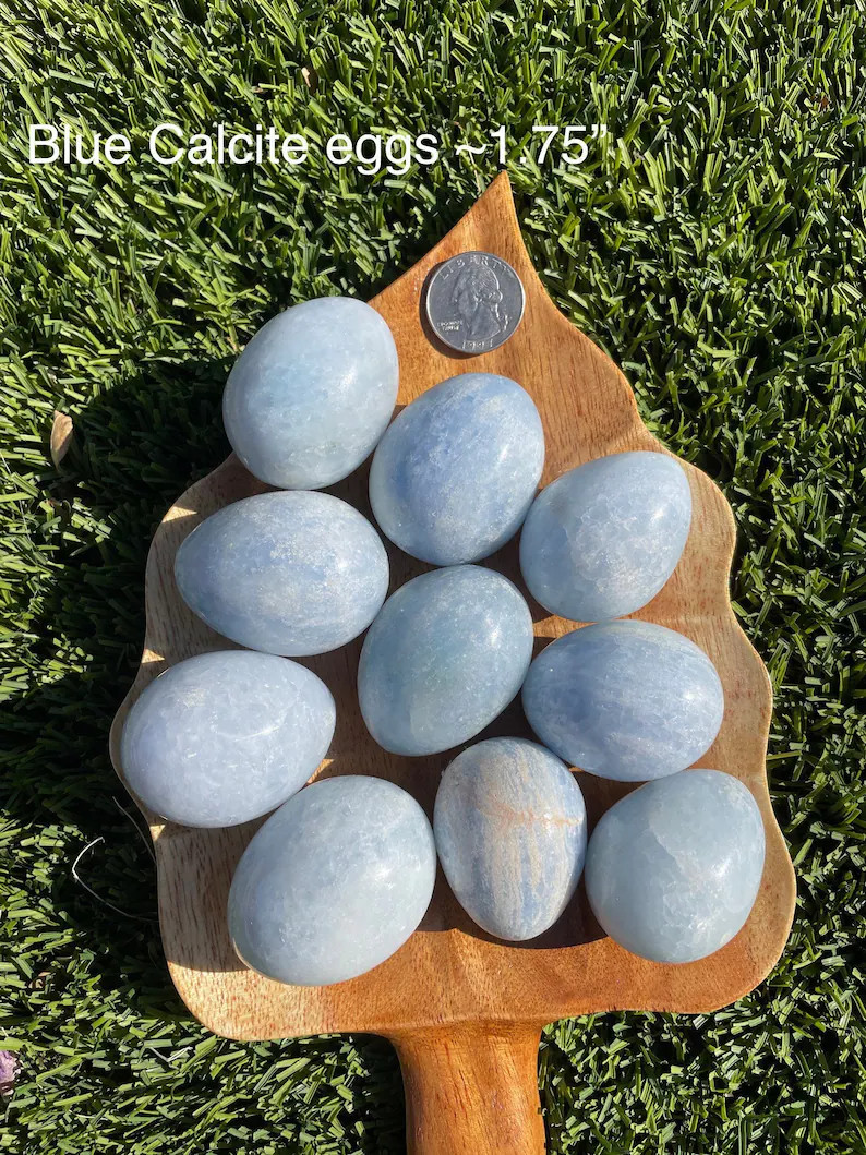 Natural Large Celestite Palm Stone Polished Rock Crystal Healing Reiki Egg Shape