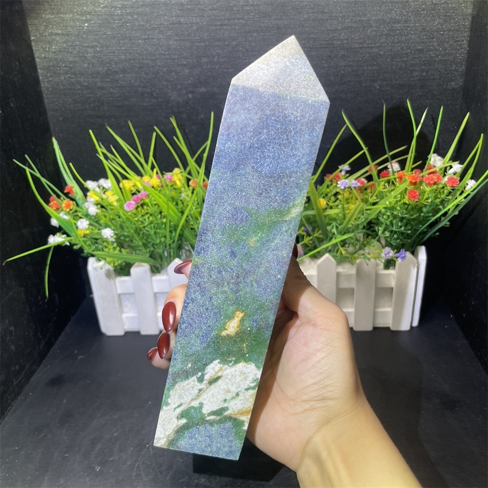 2.6LB 8.8″ Natural Ruby In Fuchsite Obelisk Tower Crystal Reiki Gift UV Heal