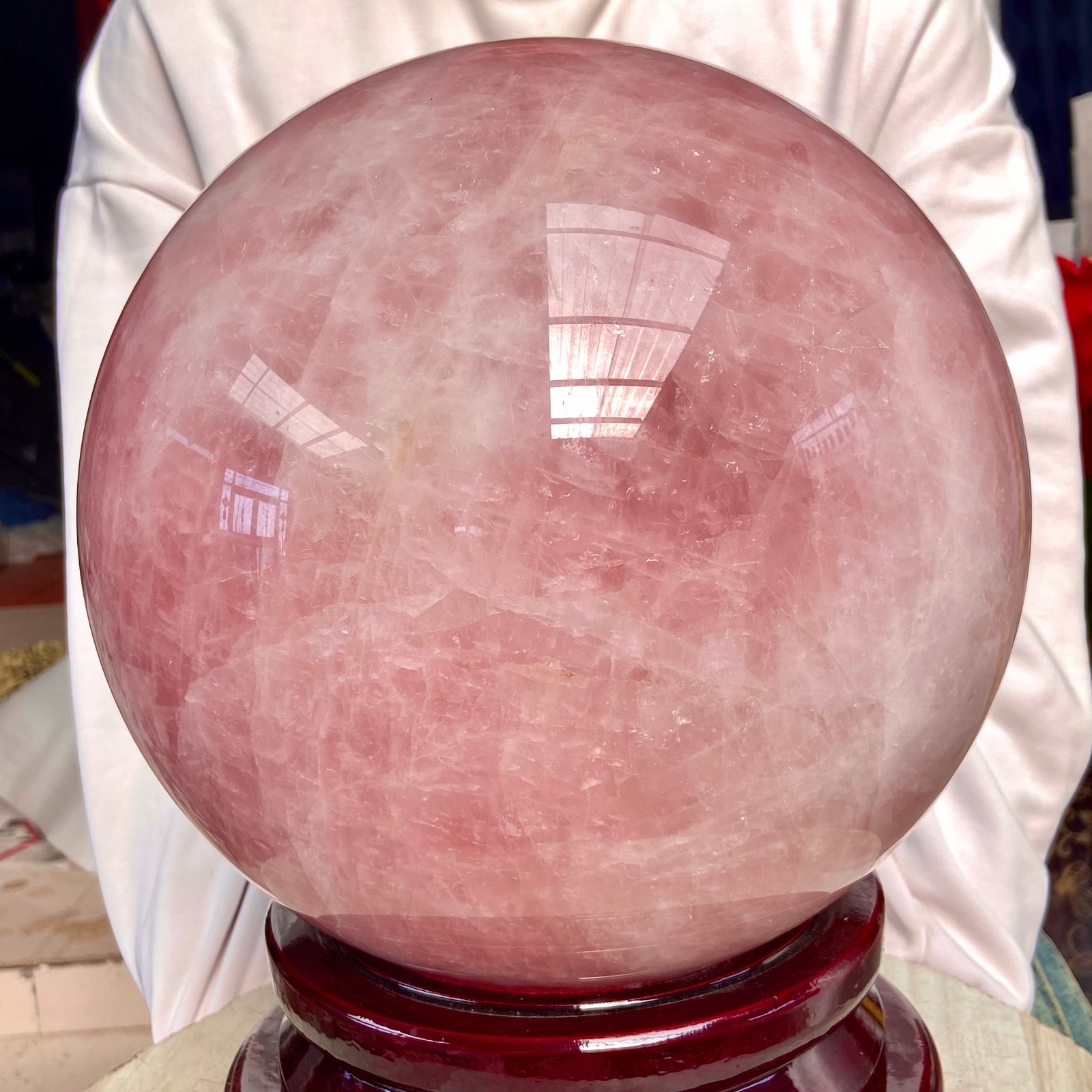 66.13LB Natural Crystal Pink Rose Chakra Quartz Sphere healing ball Specimen