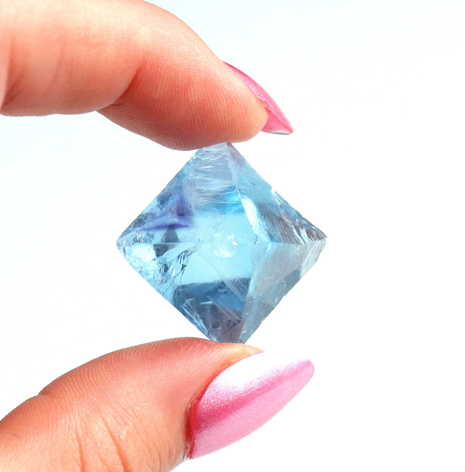 Fluorite Octahedron Gemmy Sky Blue Color Cave In Rock, Illinois 2.9 Cms