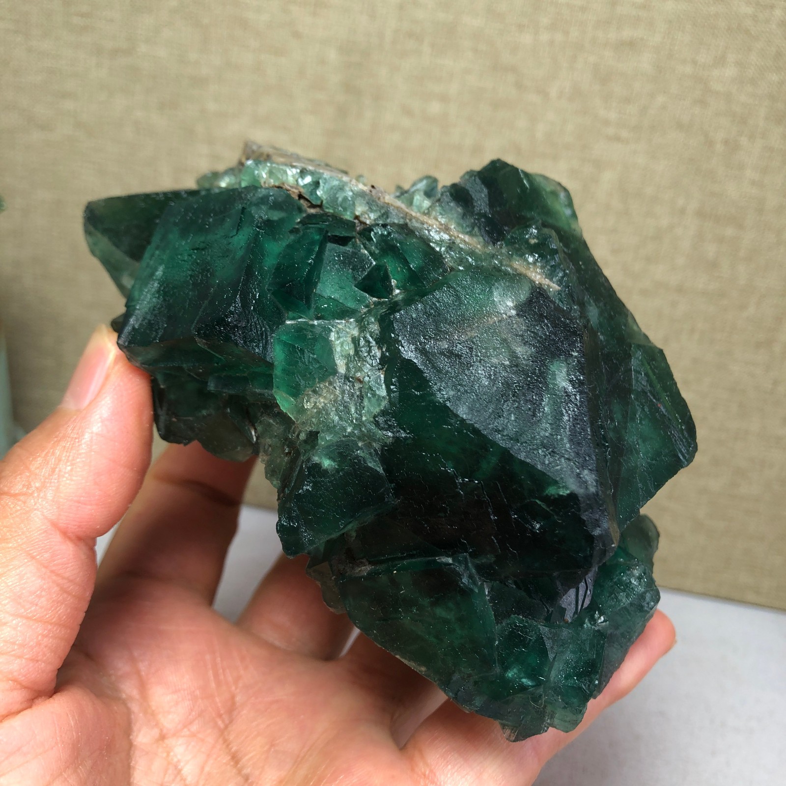 681g NATURAL Green Cubic FLUORITE Crystal Cluster Mineral Specimen A4721