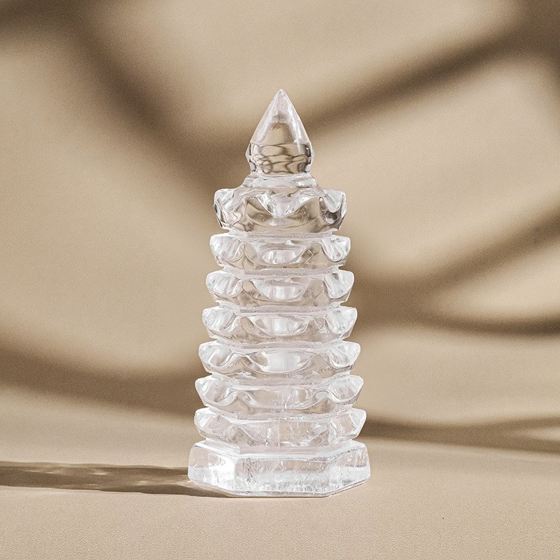 Natural Clear Quartz Wenchang Tower Crystal Carving Decor random 1pcs No base