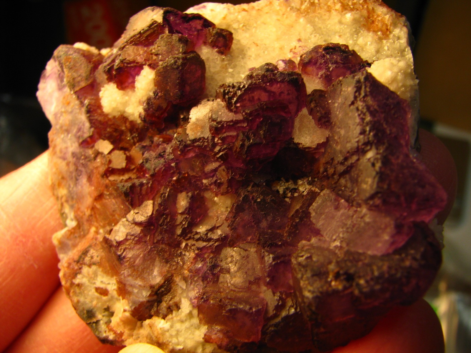 .24lb 3×2.5inch PURPLE FLUORITE ON CALCITE/QUARTZ QINGLONG MINE CHINA #137