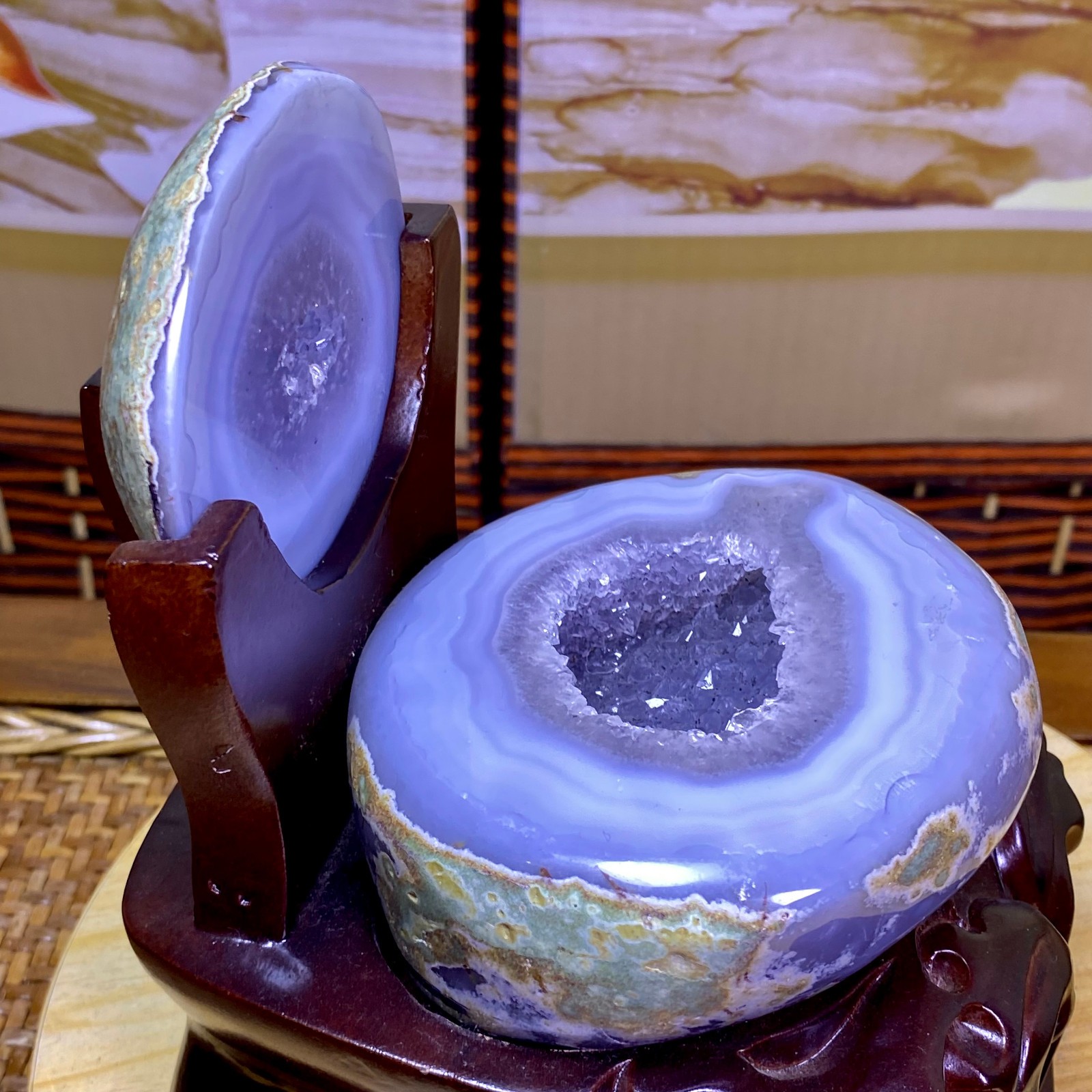 4.49LB Natural amethyst Agate Treasure Basin Quartz Geode cluster Healing decor