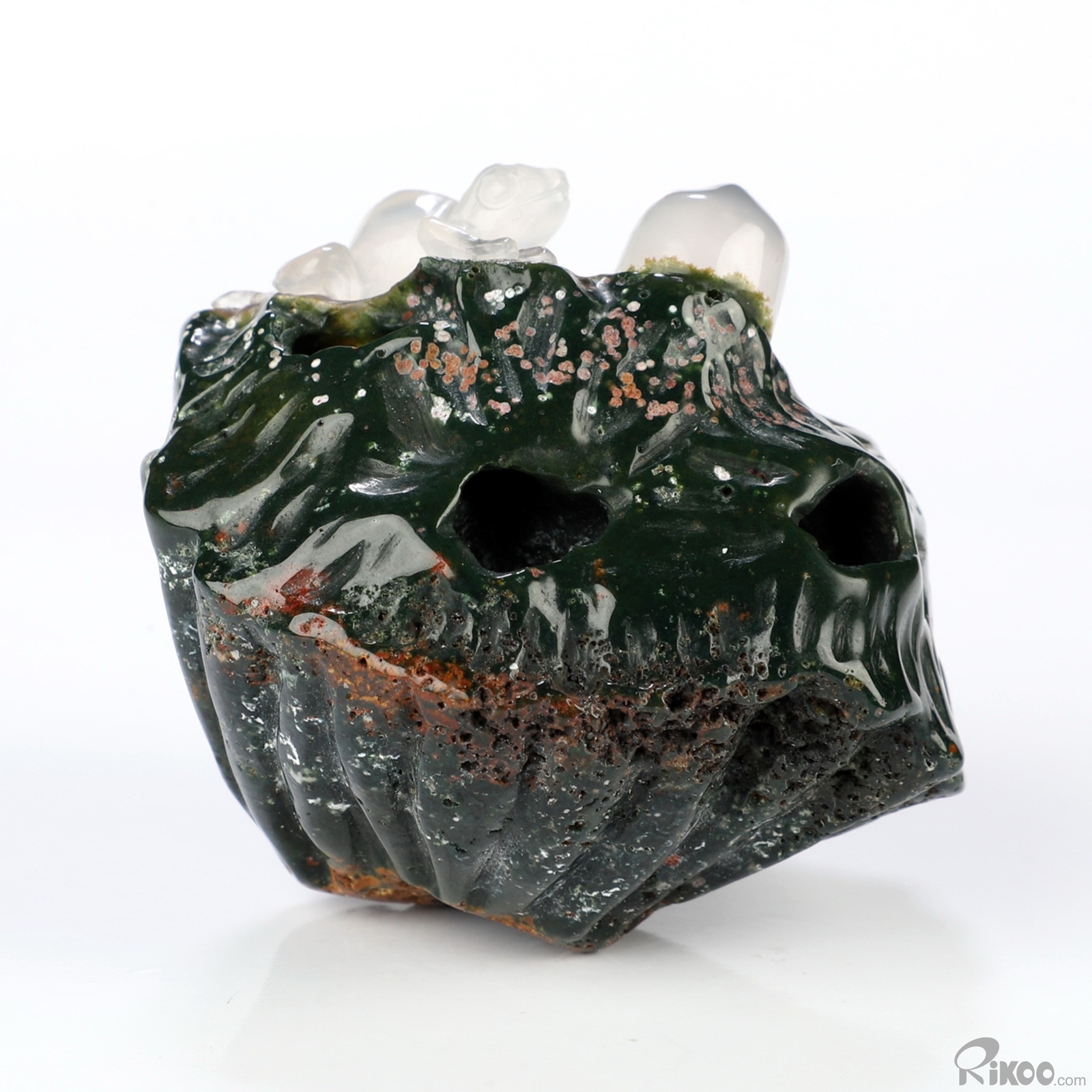 2.0″ Indian Agate Hand Carved Crystal Frog Sculpture, Crystal Healing