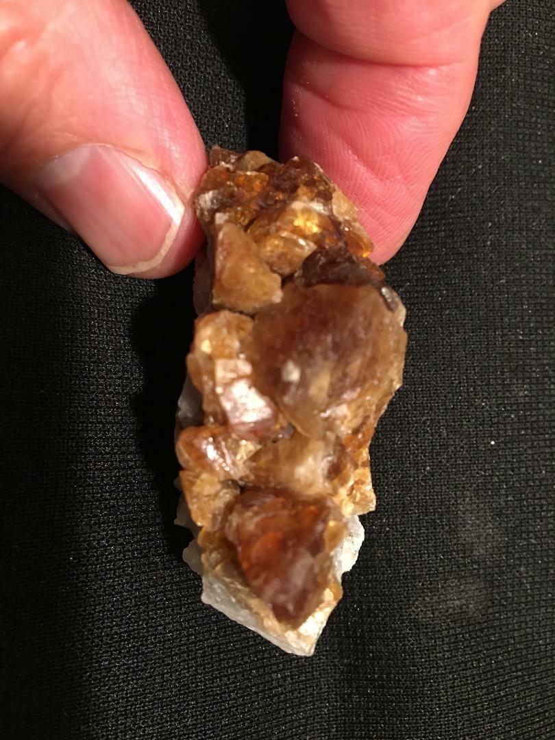KB: BRIGHT! FL YELLOW/WHITE & RED CALCITE XLS. SW & PHOS., STRONTIAN, SCOTLAND