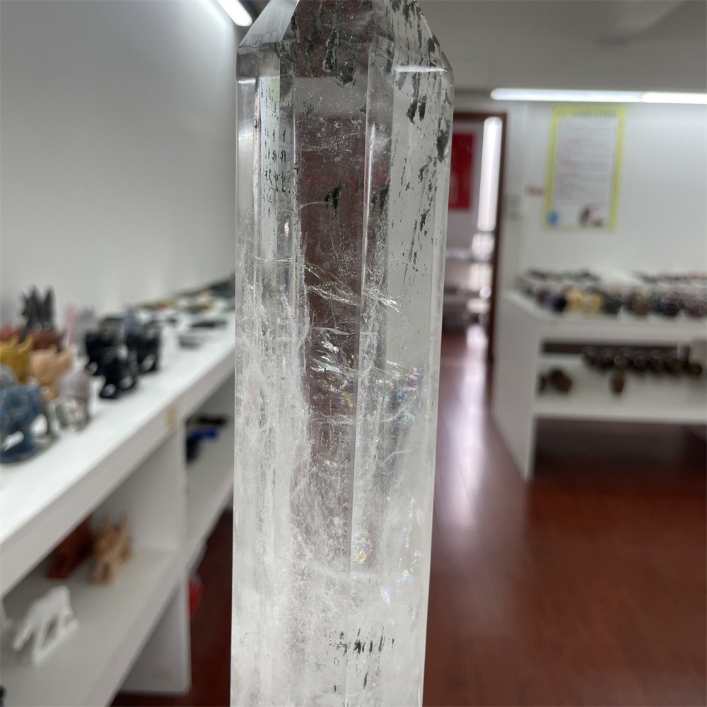 5.1LB 20.2″ Natural A+++ Clear Quartz Obelisk Tower Crystal Decor Reiki Heal