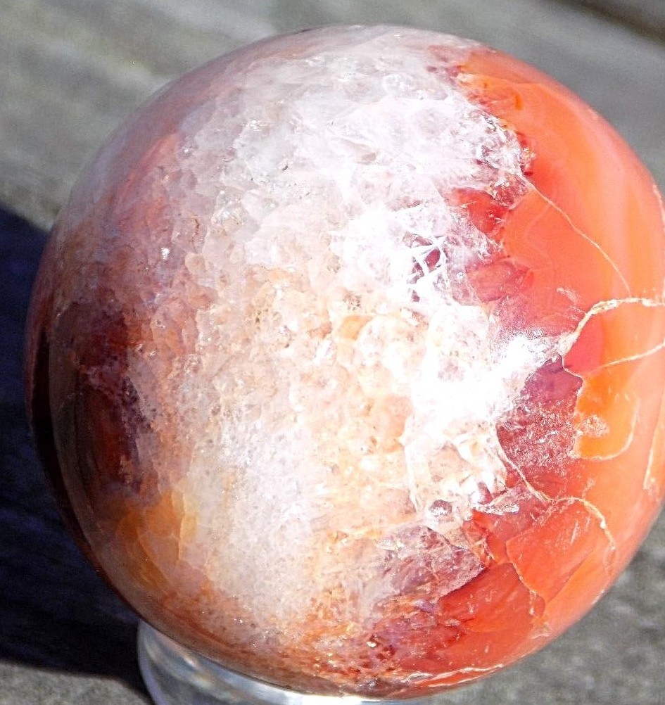 AWESOME CARNELIAN AGATE SPHERE MARBLE 33MM OR 1 5/16” 8082